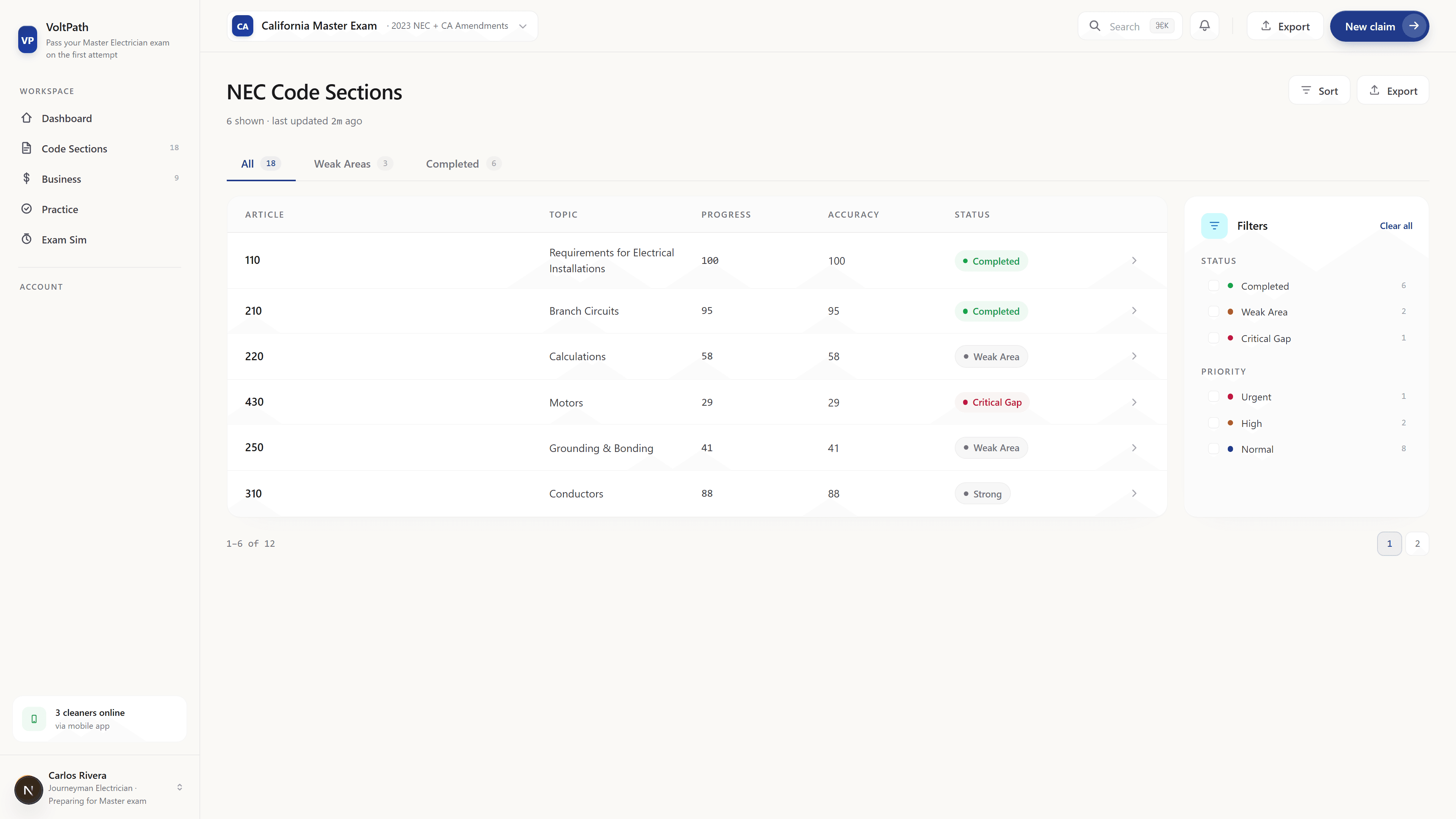 voltpath Browse screen